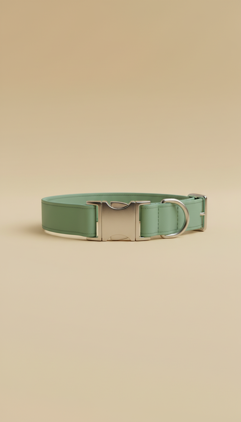 Collar ajustable para perro verde salvia suave